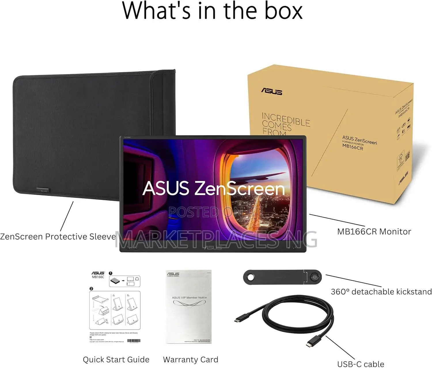 Asus Zenscreen 16" Full Hd Portable Usb-C Monitor(Mb166cr)
