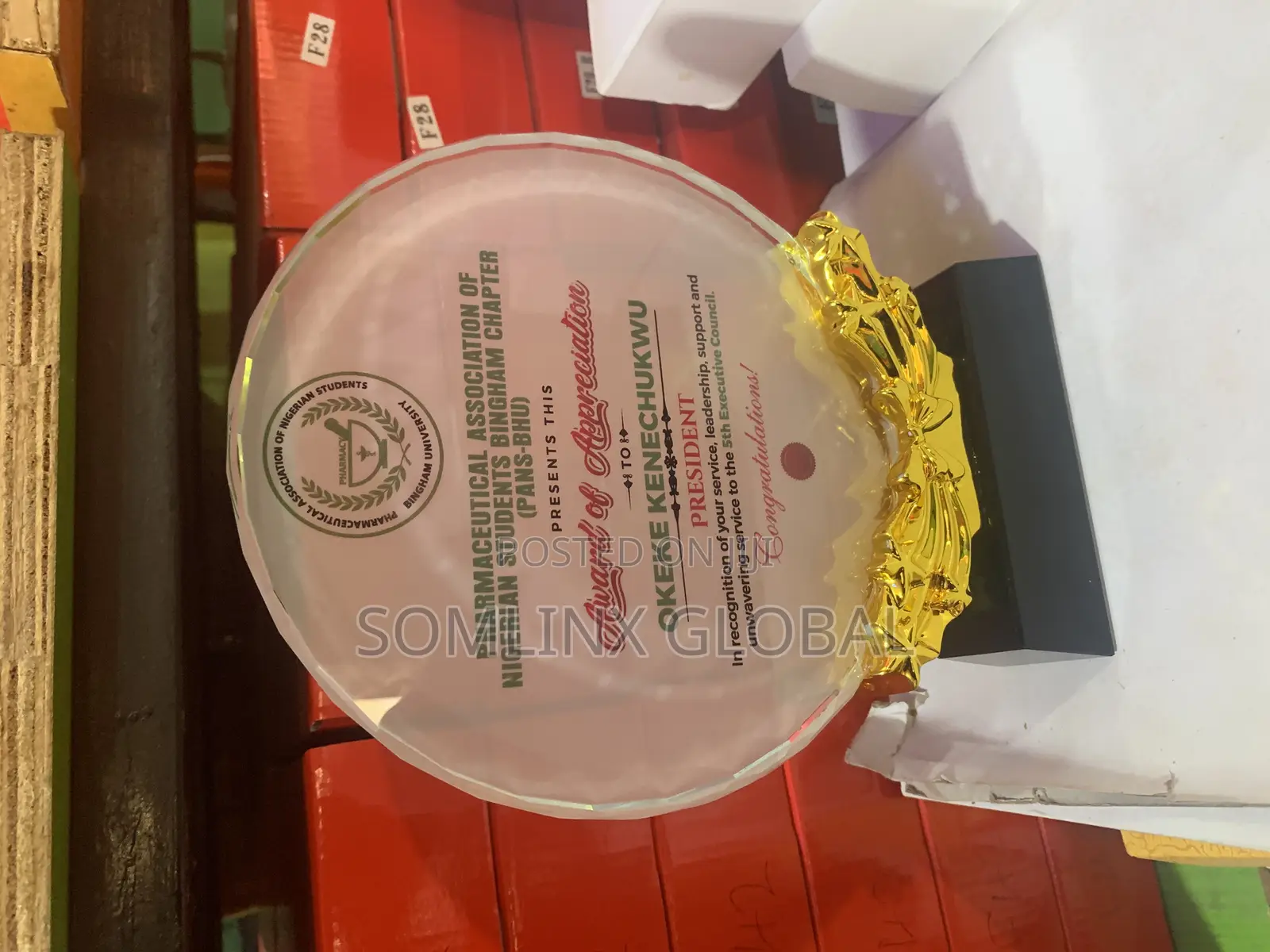 Crystal Plaque Available, With Branding