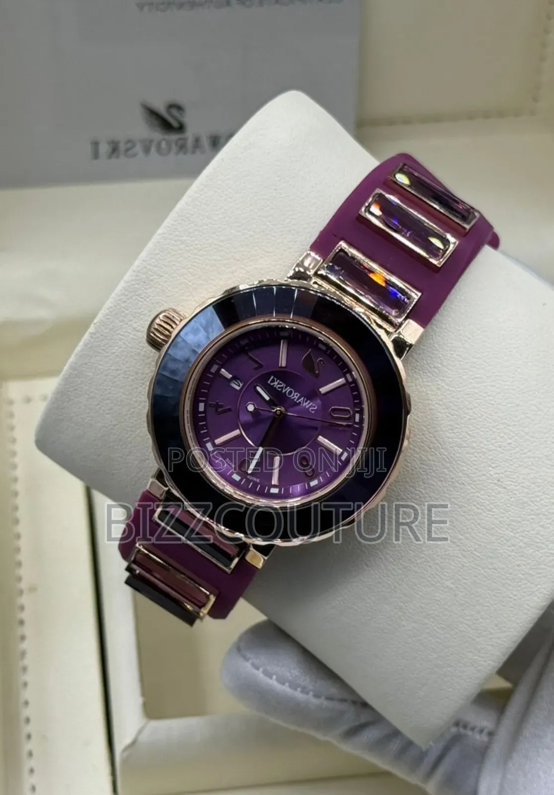 Original Swarovski Women's Purple Rubber Strap Watch