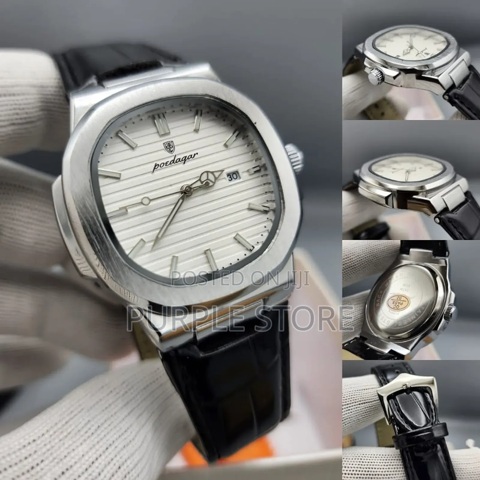 Poedagar Leather Unisex-Watch-With Box, Bag, Extra-Battery