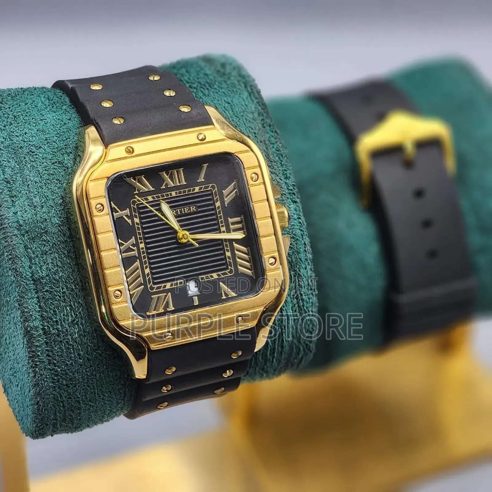 Cartier De Santos Rubber-Strap-Watch.