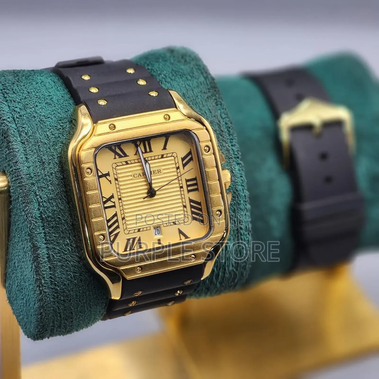 Cartier De Santos Rubber-Strap-Watch.