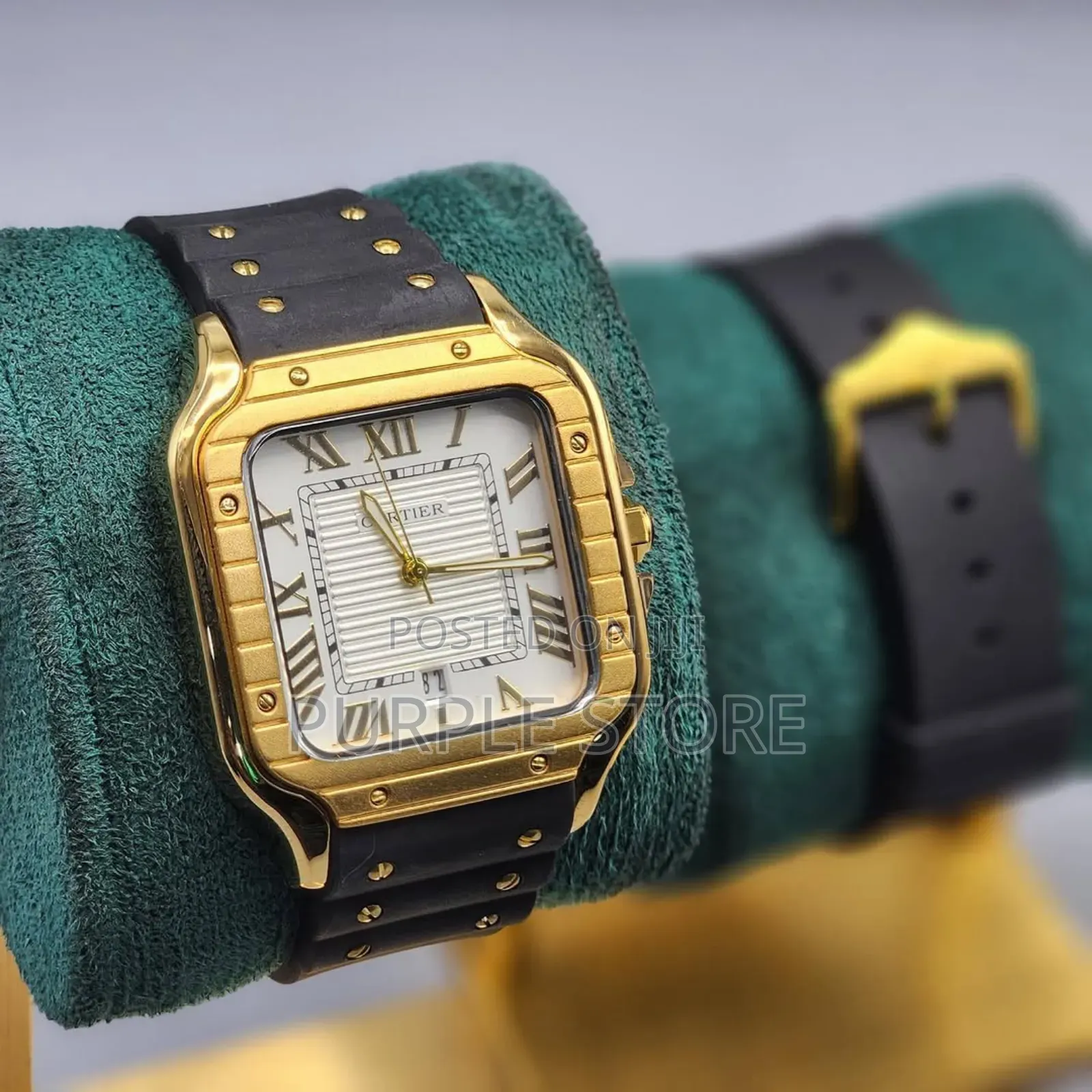 Cartier De Santos Rubber-Strap-Watch.