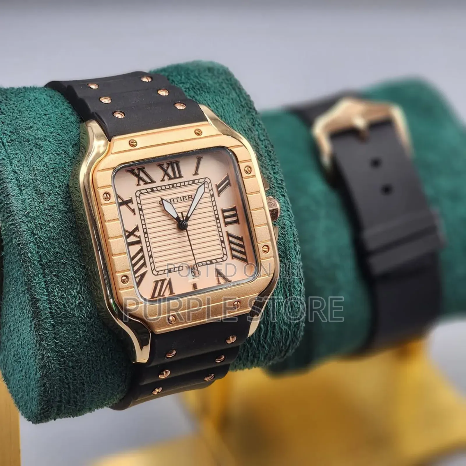 Cartier De Santos Rubber-Strap-Watch.