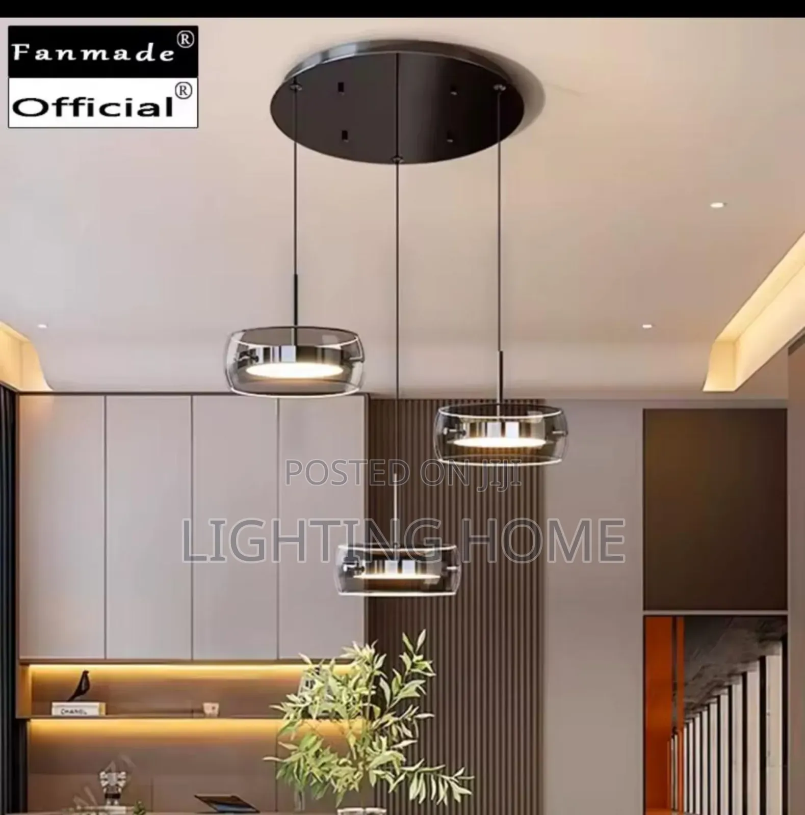 Glass Nodic Pendant Light Round Base 3in1