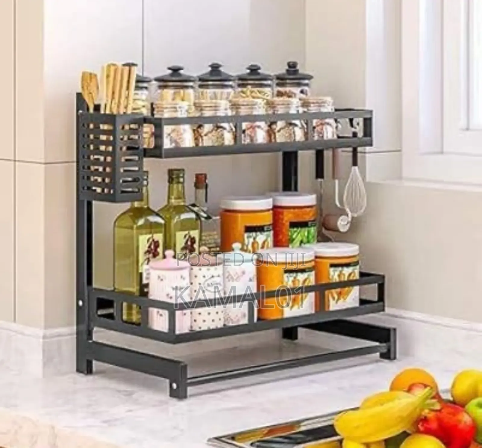 2-Tier Spice Rack Organizer,Standing Cutlery Storage Shelf