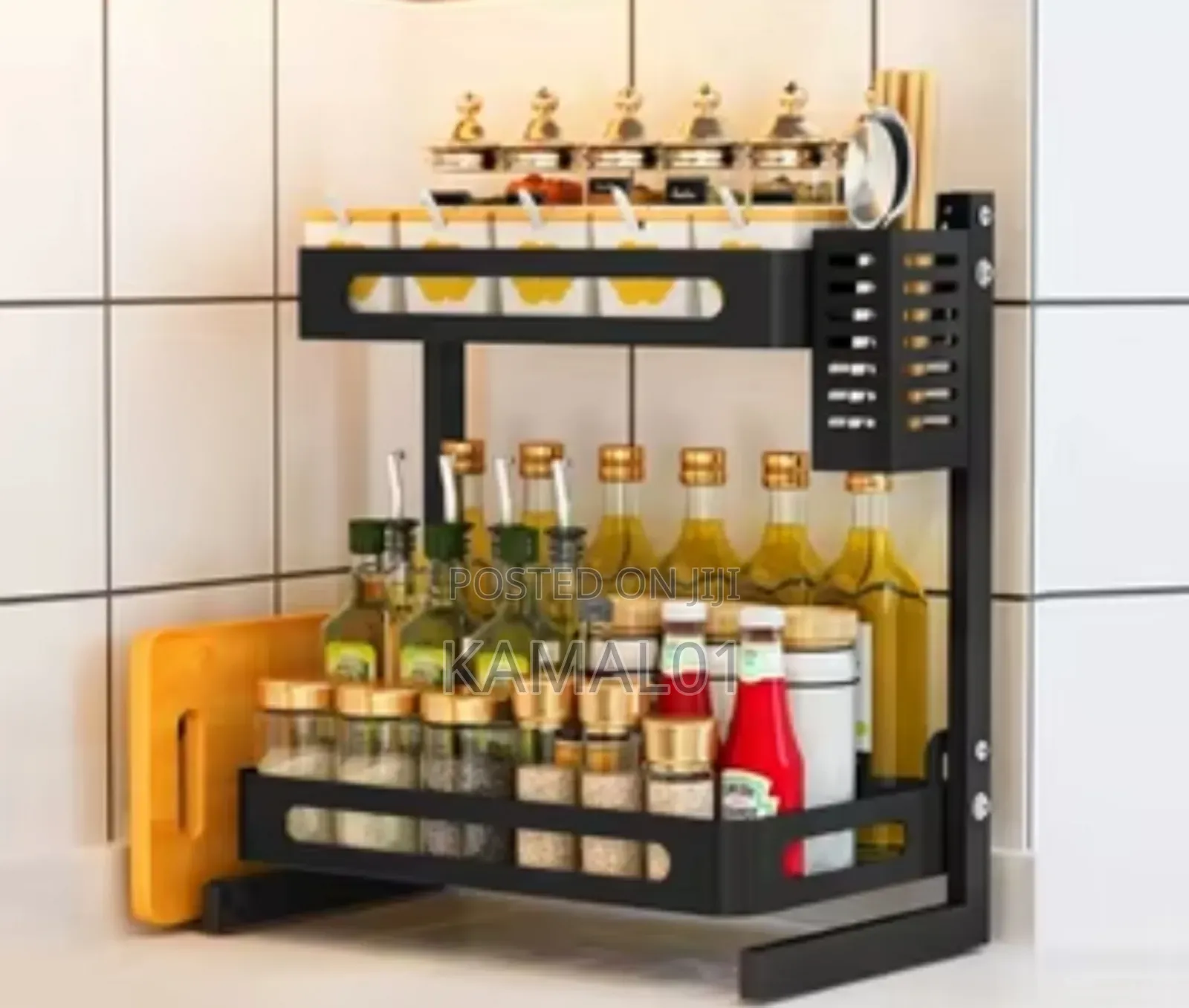 2-Tier Spice Rack Organizer,Standing Cutlery Storage Shelf