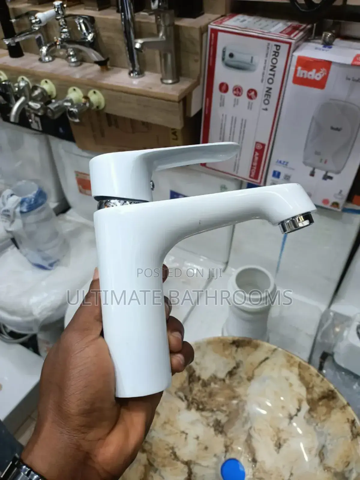 Made of Brass White and Chrome Basin Mixer Faucet