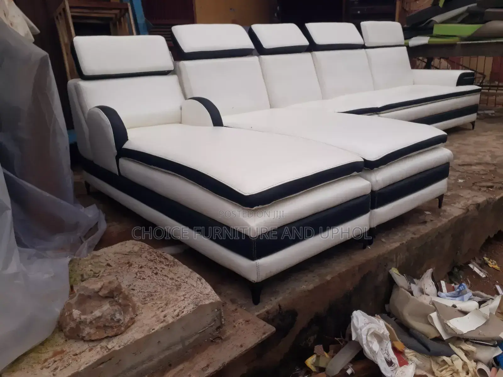 Sofa Set of Chair White Leather