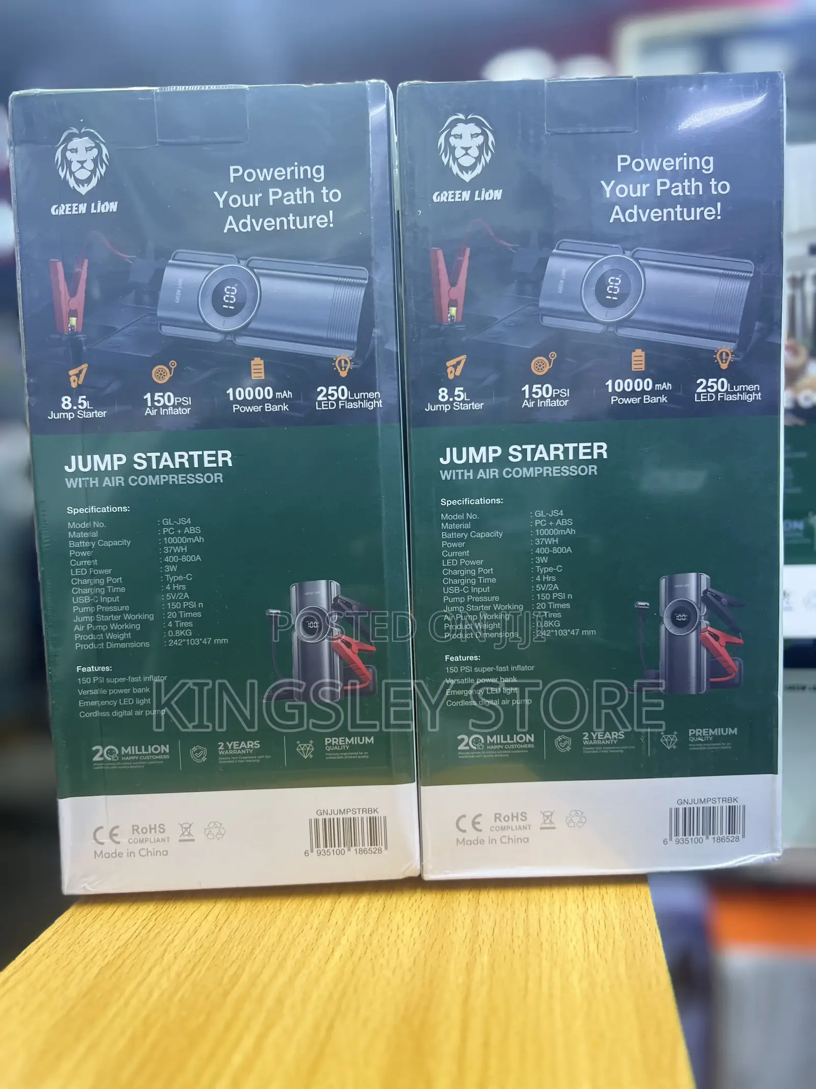 Green Lion Portable Jump Starter With Air Pump, 10000mah