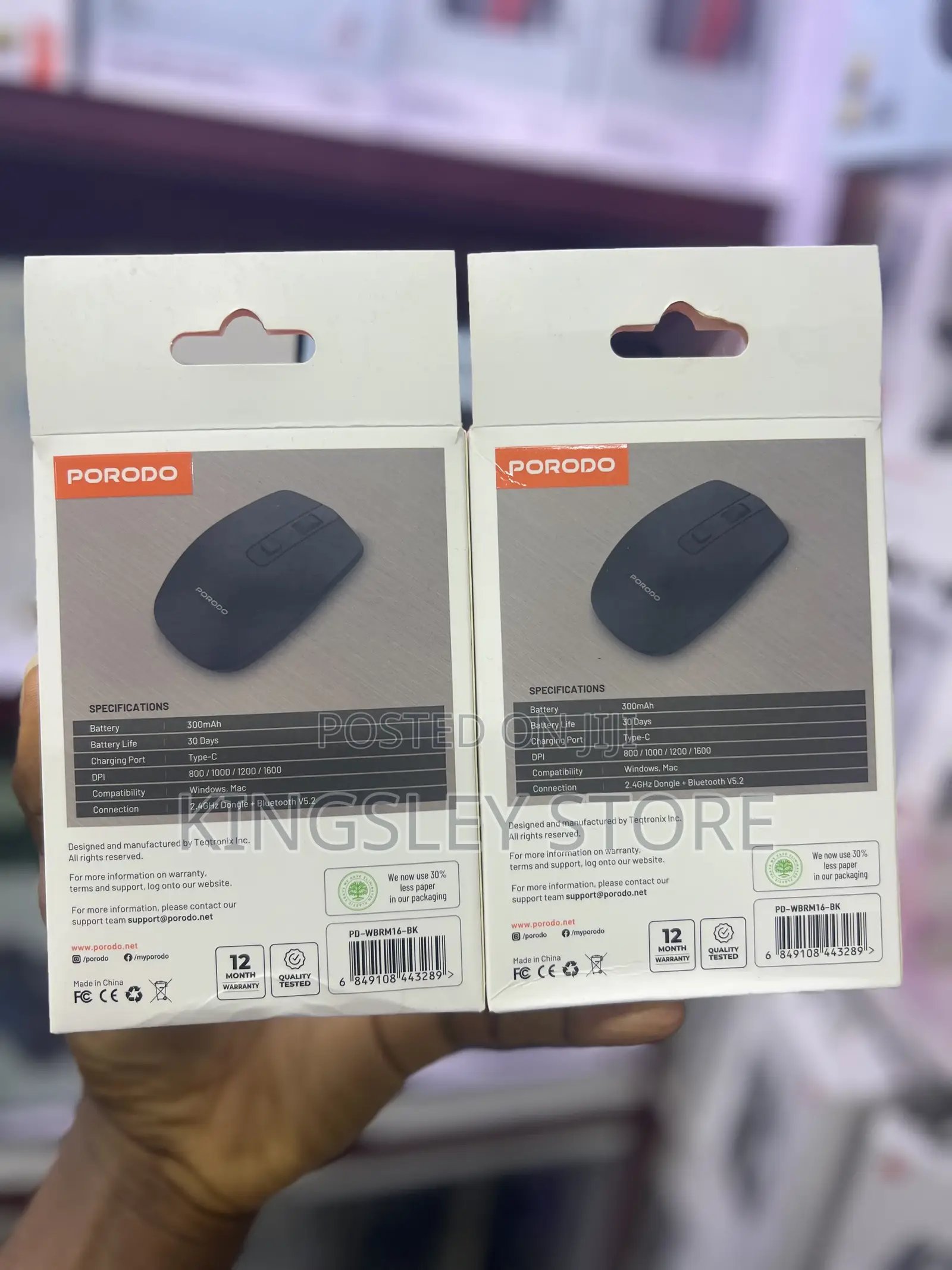 Porodo 2.4g Wireless / Bluetooth Rechargeable Mouse Dpi 1600