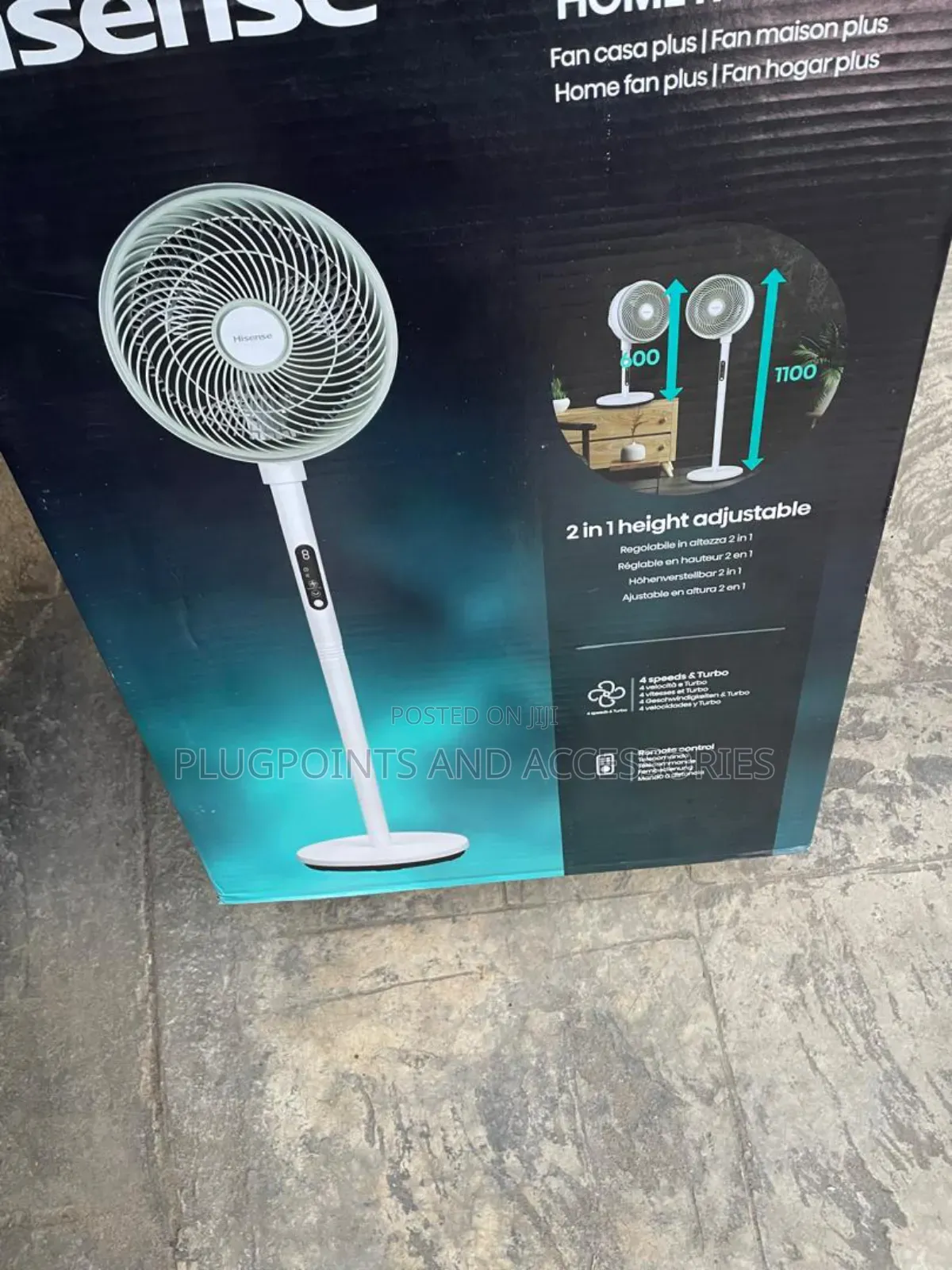 Hisense Turbo 2 in 1 Height Adjustable Stand Fan