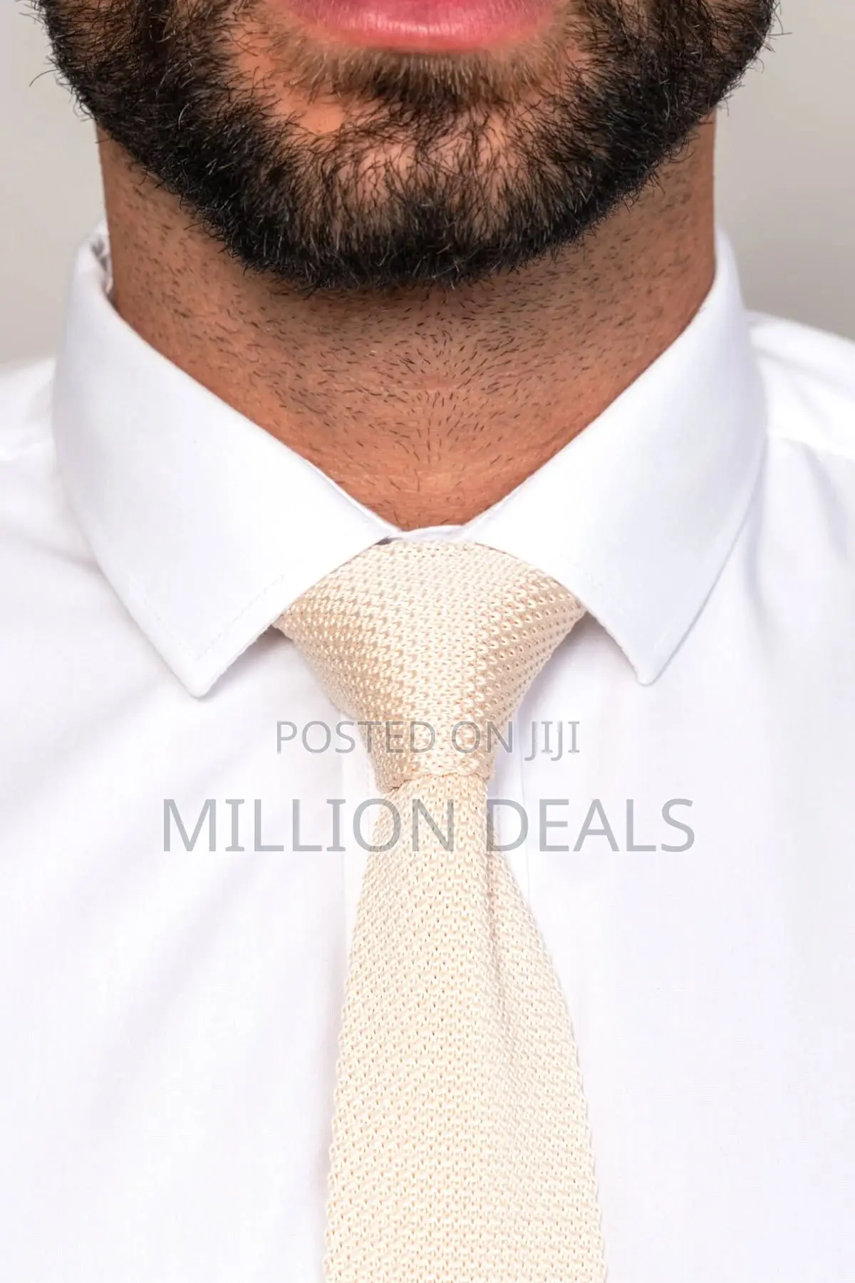 Classic Men's Rust Knitted Tie Cream Color
