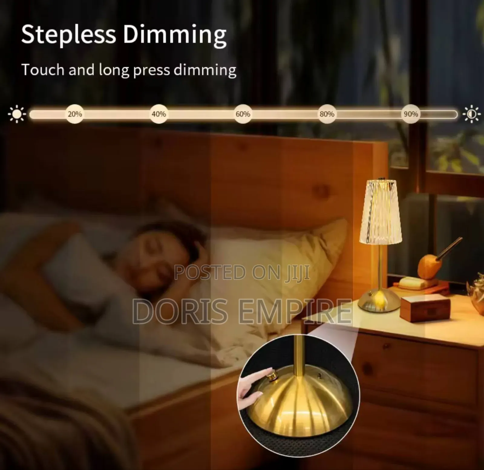 Rechargeable Crystal Led Table Lamp Touch Sensor Dimmable