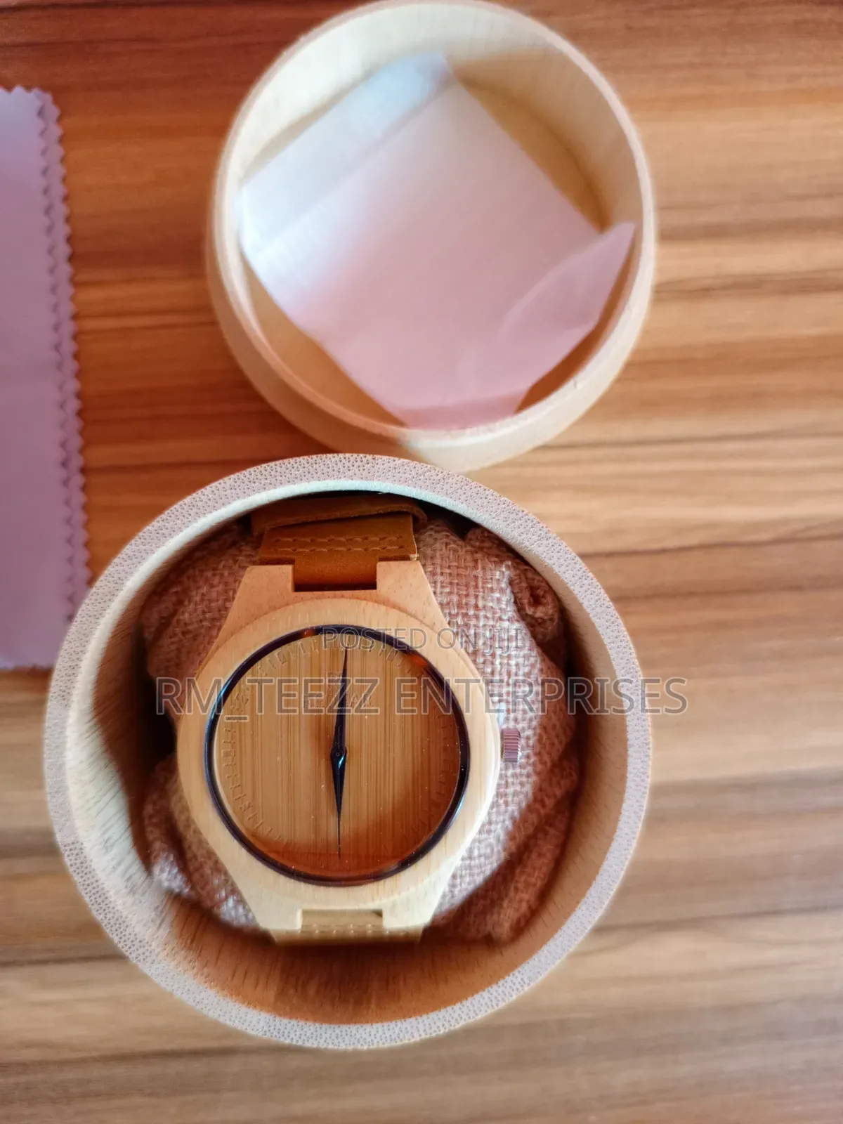Redear Natural Bamboo Style Men's Leather Wristwatch