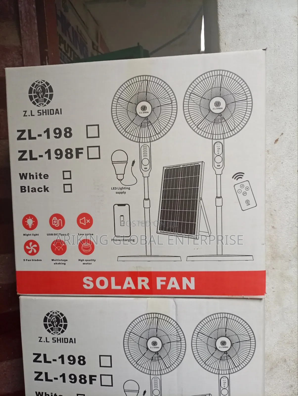 Z.L Shidai Solar Rechargeable Fan