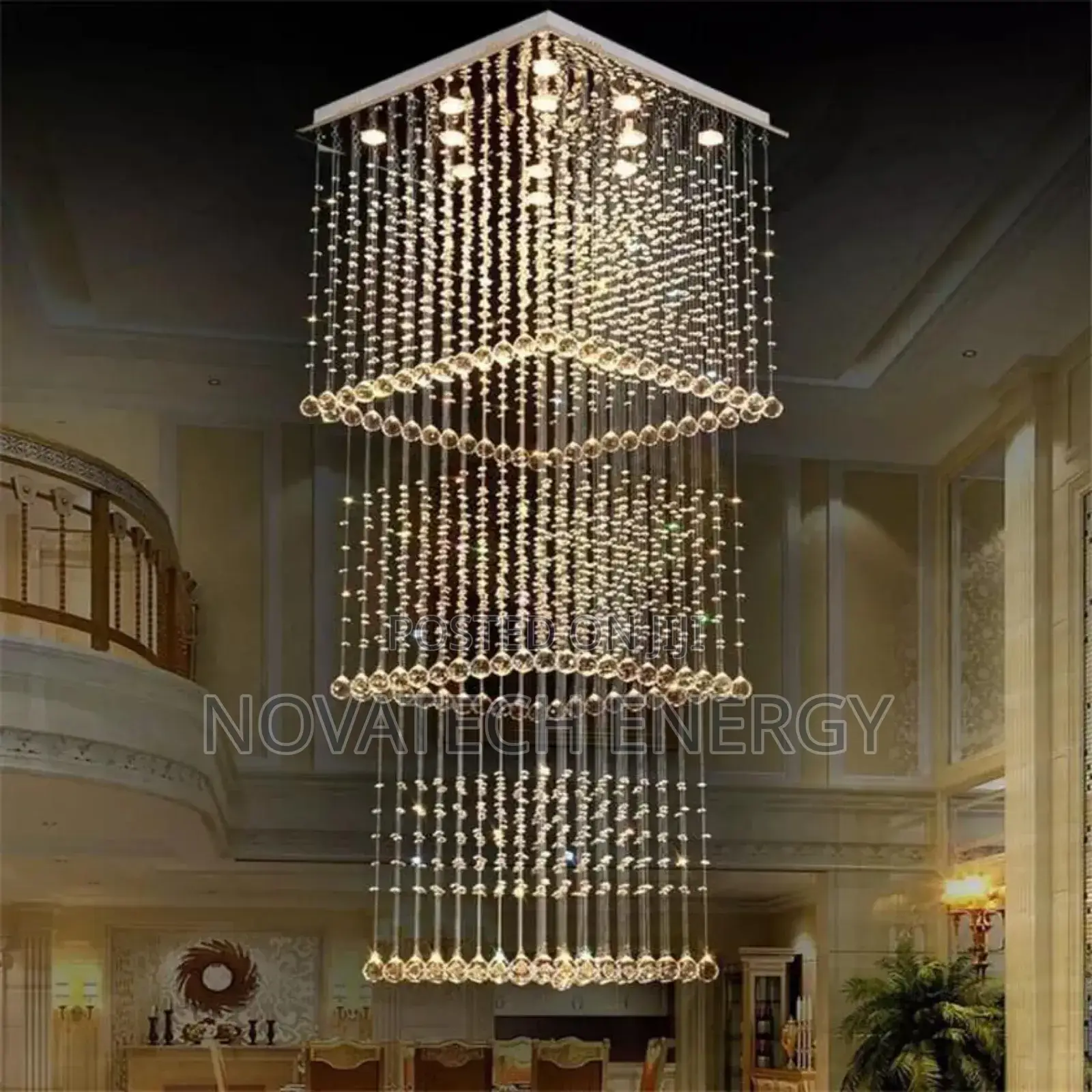 3step Square Raindrop Design Crystal Chandelier Light
