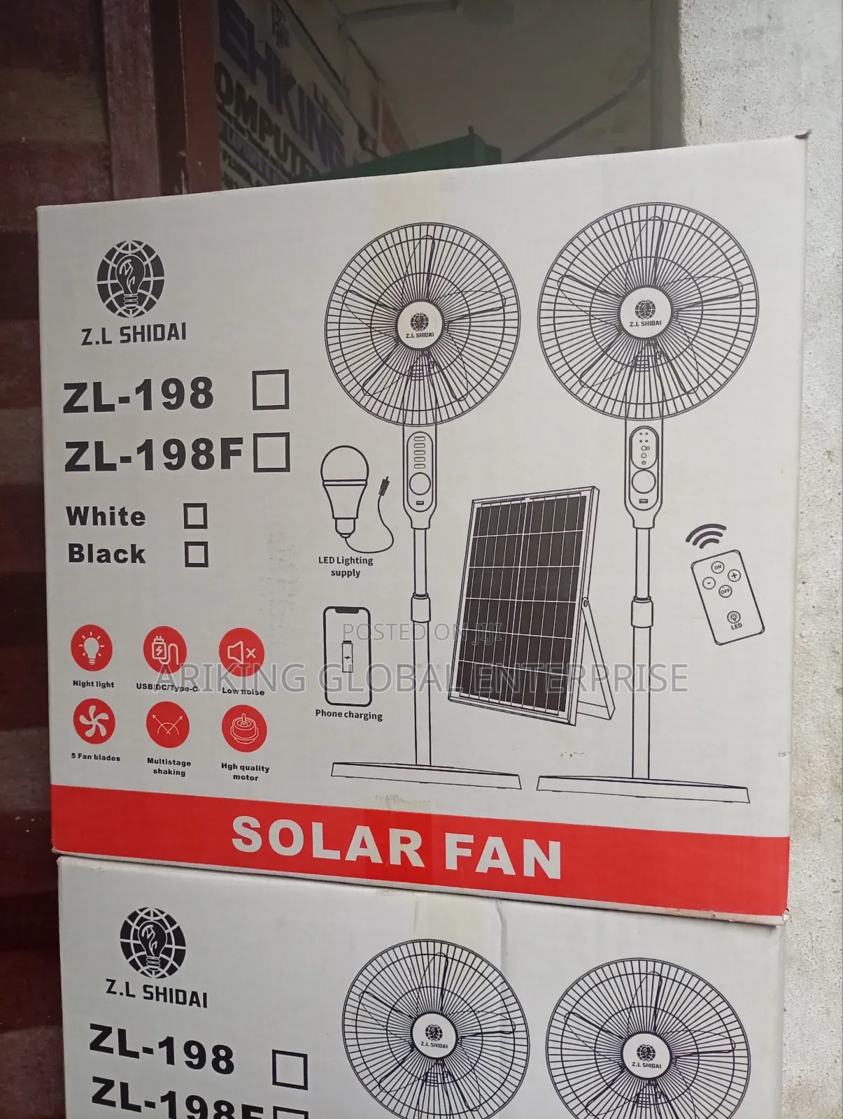All in One 16"Inches Solar Rechargeable Fan