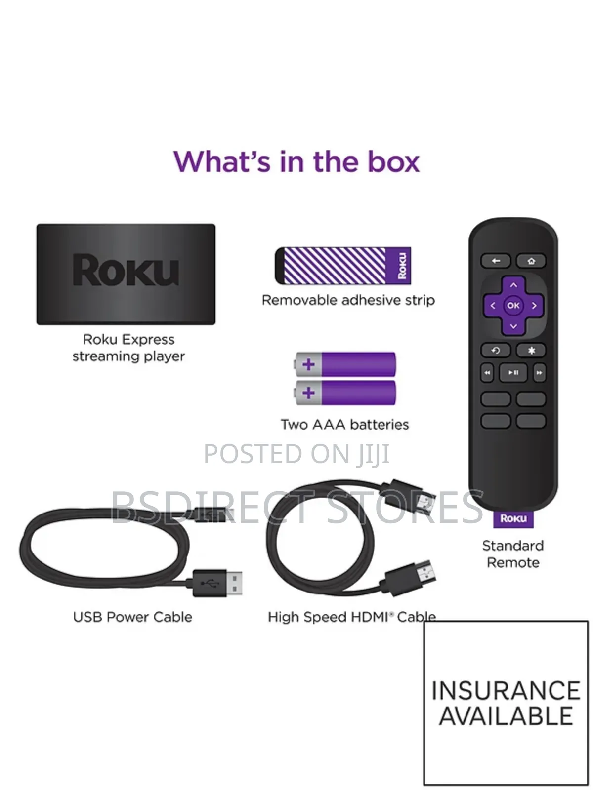 Roku Express Hd Streaming Device With Hdmi Cable and Remote