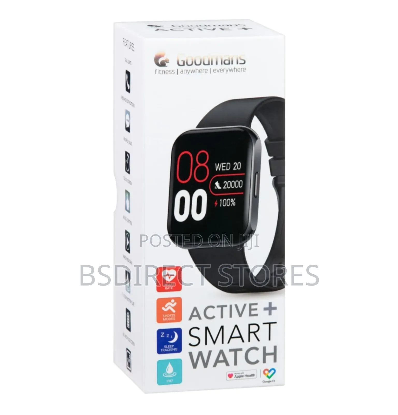 Goodmans Active+ Black Fitness Watch - Heart Rate Monitor