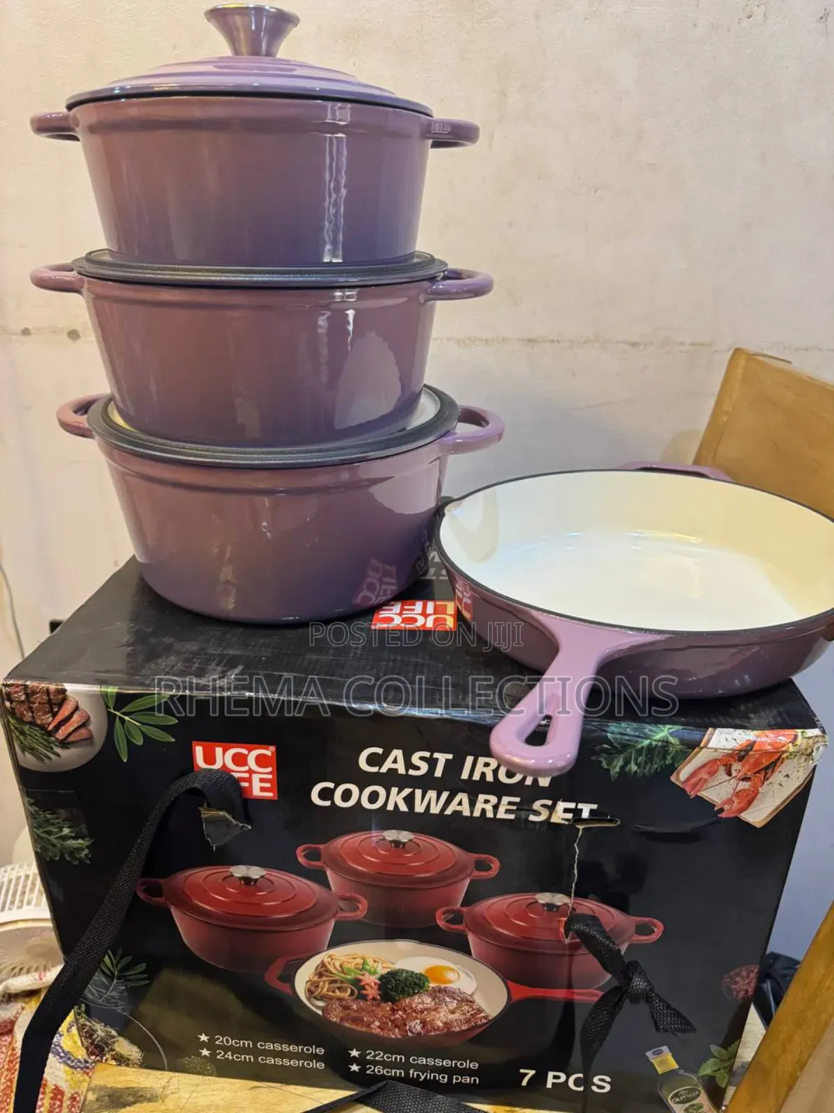 7pc Ucc Life Enamel Cast Iron Cookware Pot Set