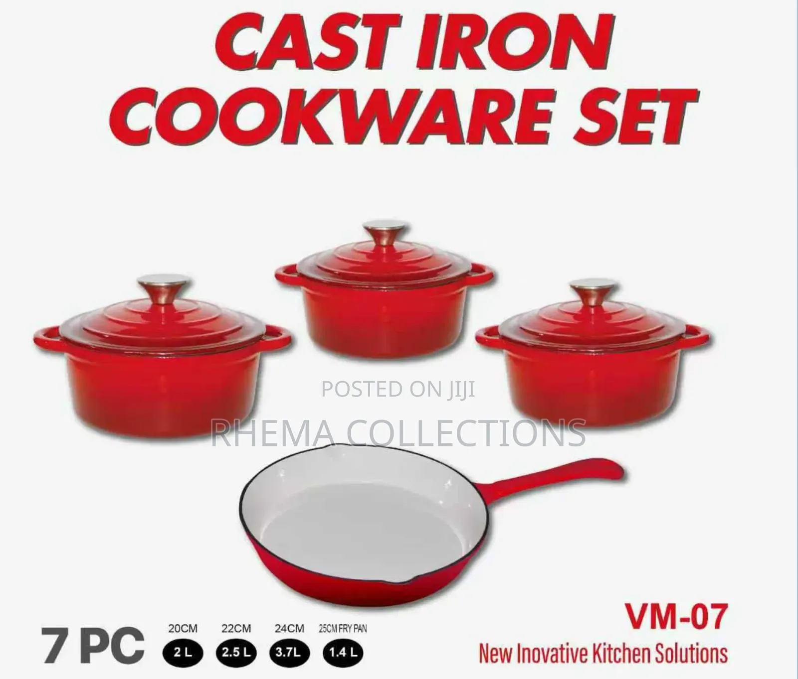 7pc Ucc Life Enamel Cast Iron Cookware Pot Set