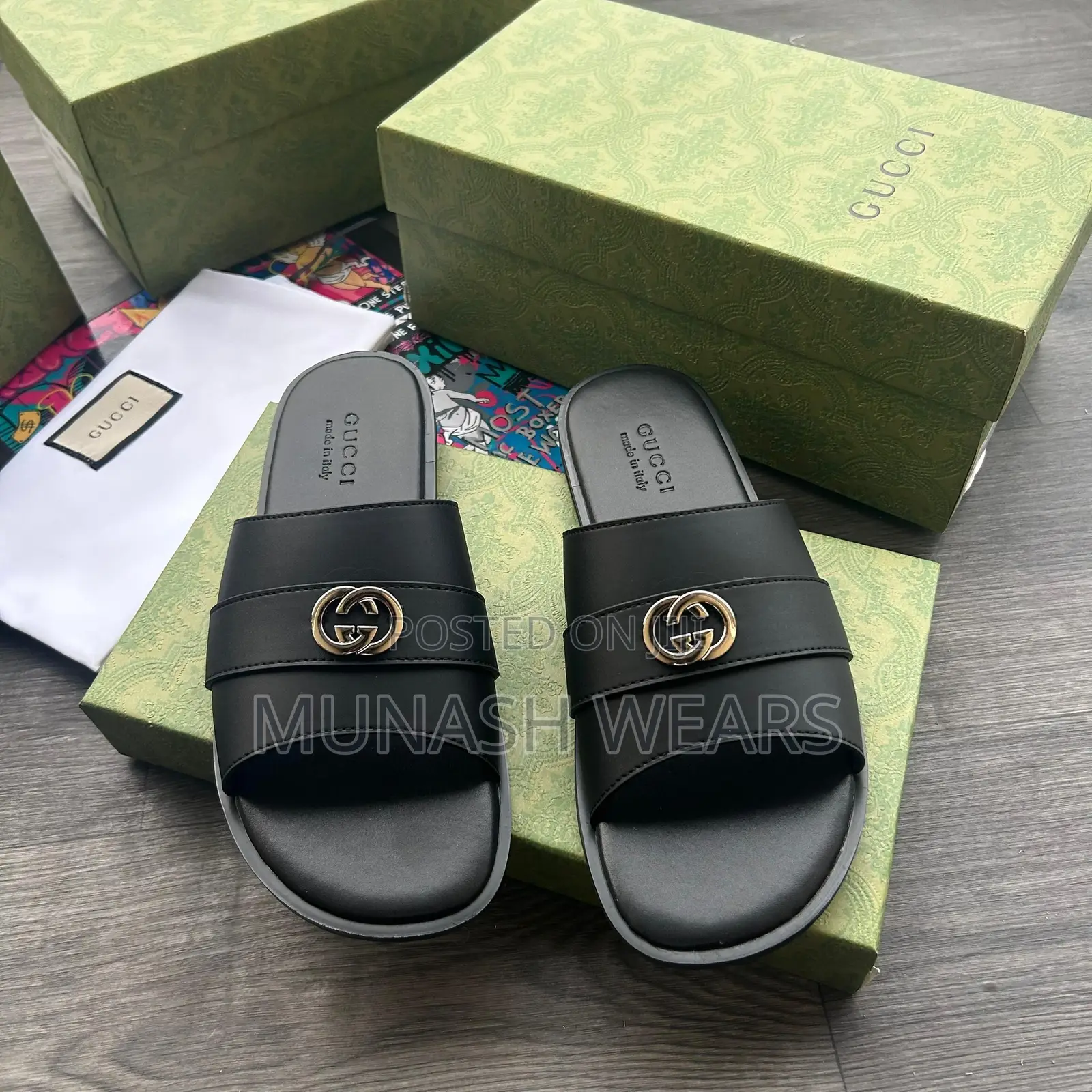 Gucci Signature Leather Slipers