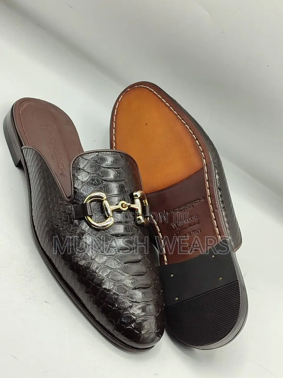 Italian Moreschi Animal Skin Leather Half Shoe 40-47