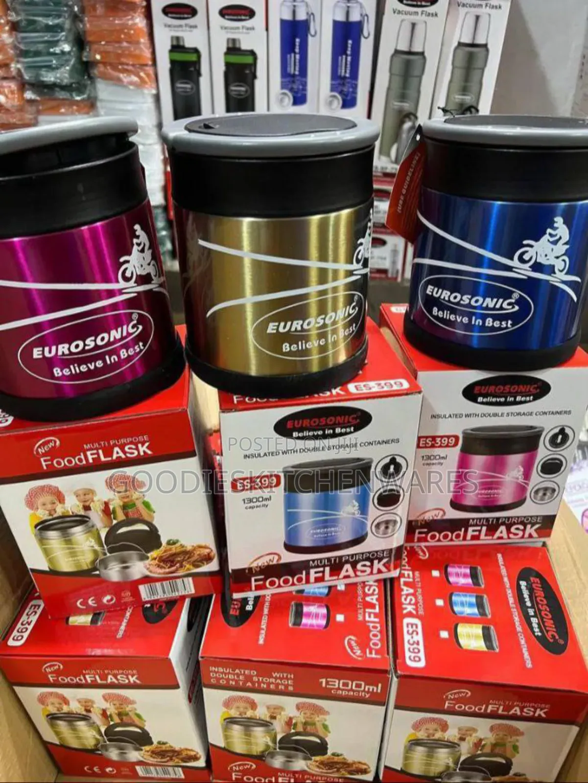 1300 Ml Food Flask With Double Storage