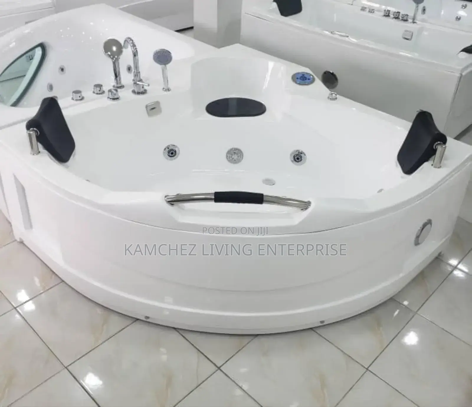 Double Corner Jacuzzi Bathtub With Jets Shower–2025 Model