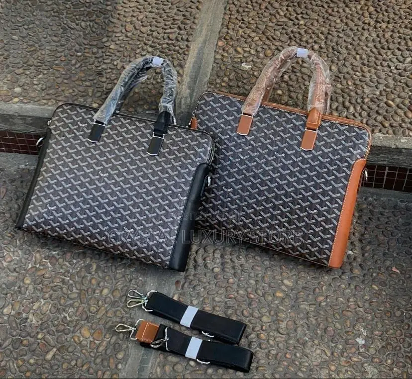 Goyard Quality Luxury Men Genuine Leather Laptop Bag