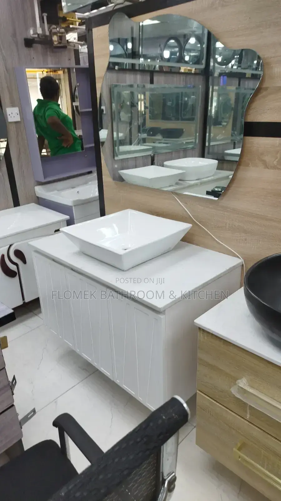 Marble Top Cabinet With a Basin and Drawer