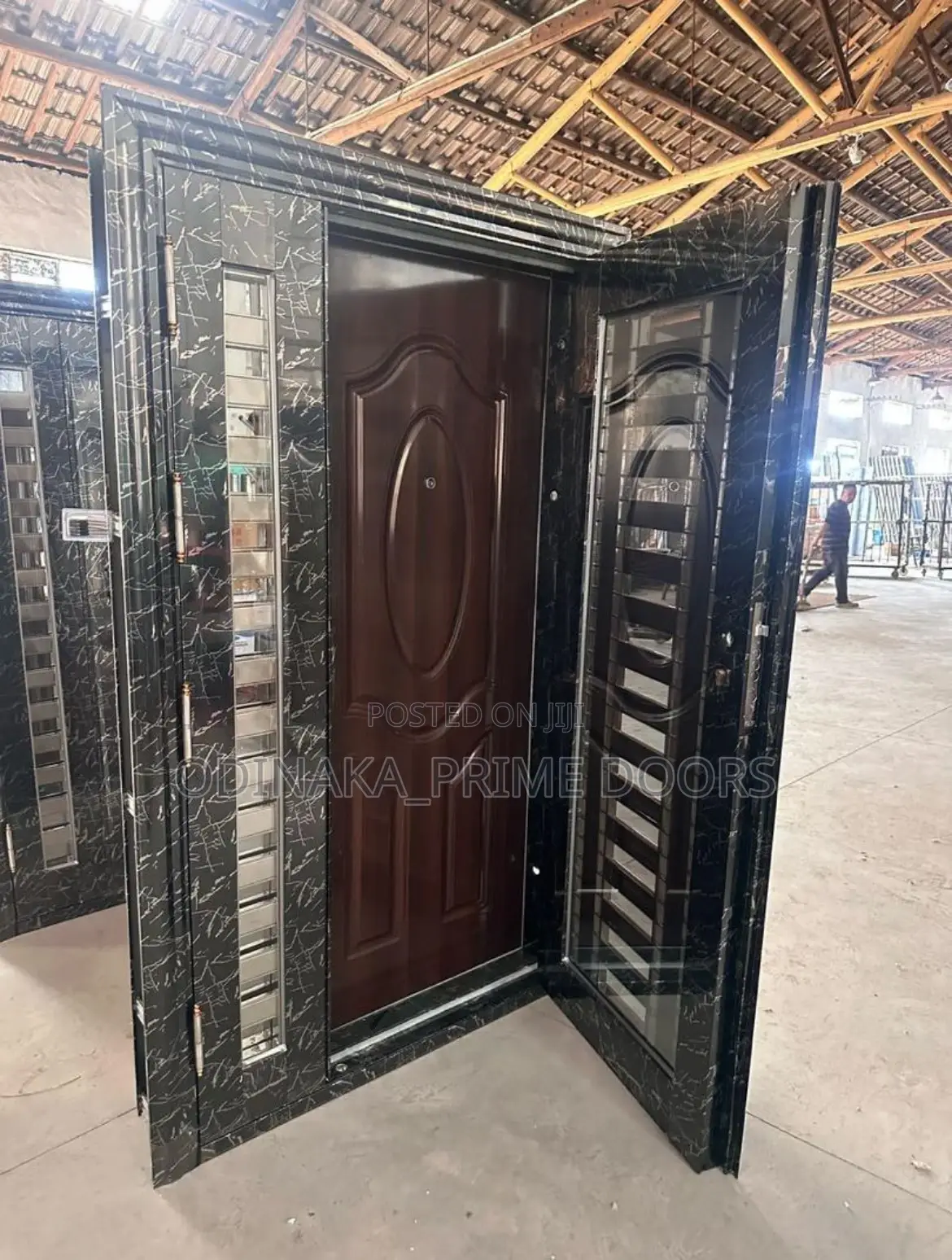 7ft by 4ft Marble Glass Door in Door