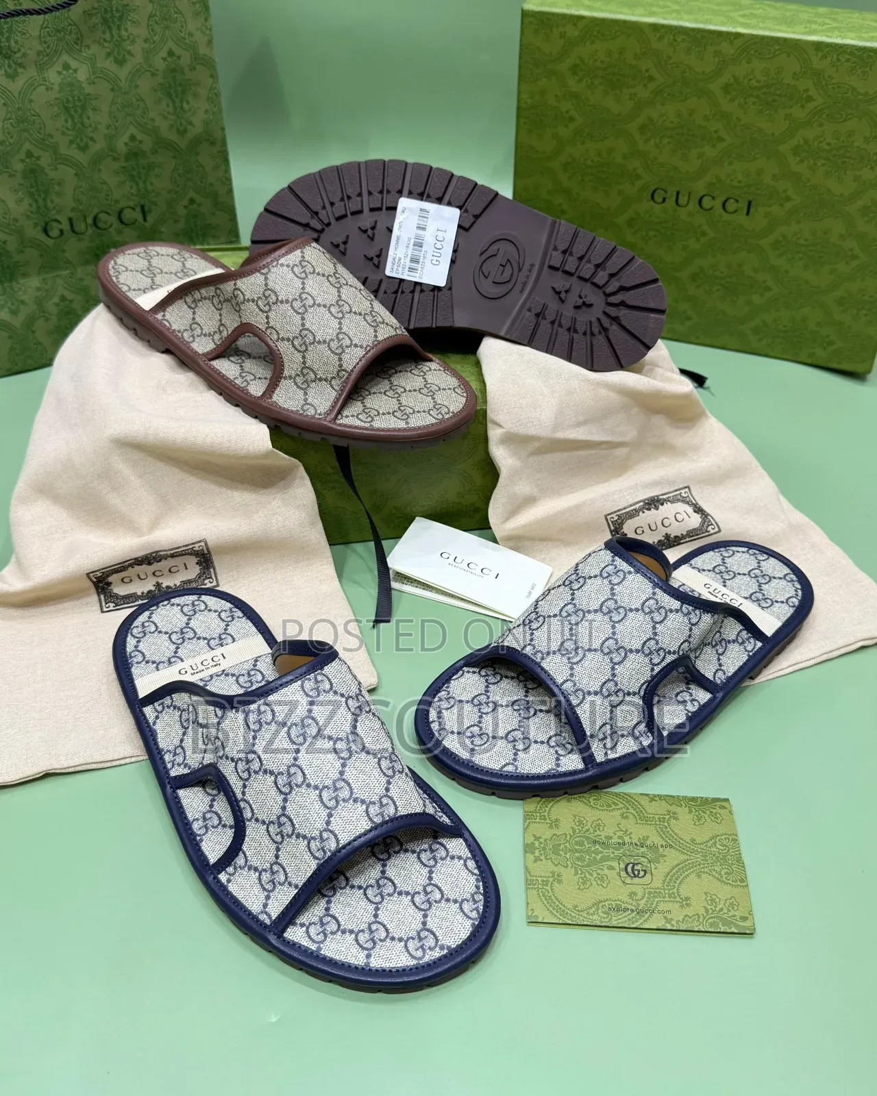 Original Gucci Canvas Sandals Available in Store