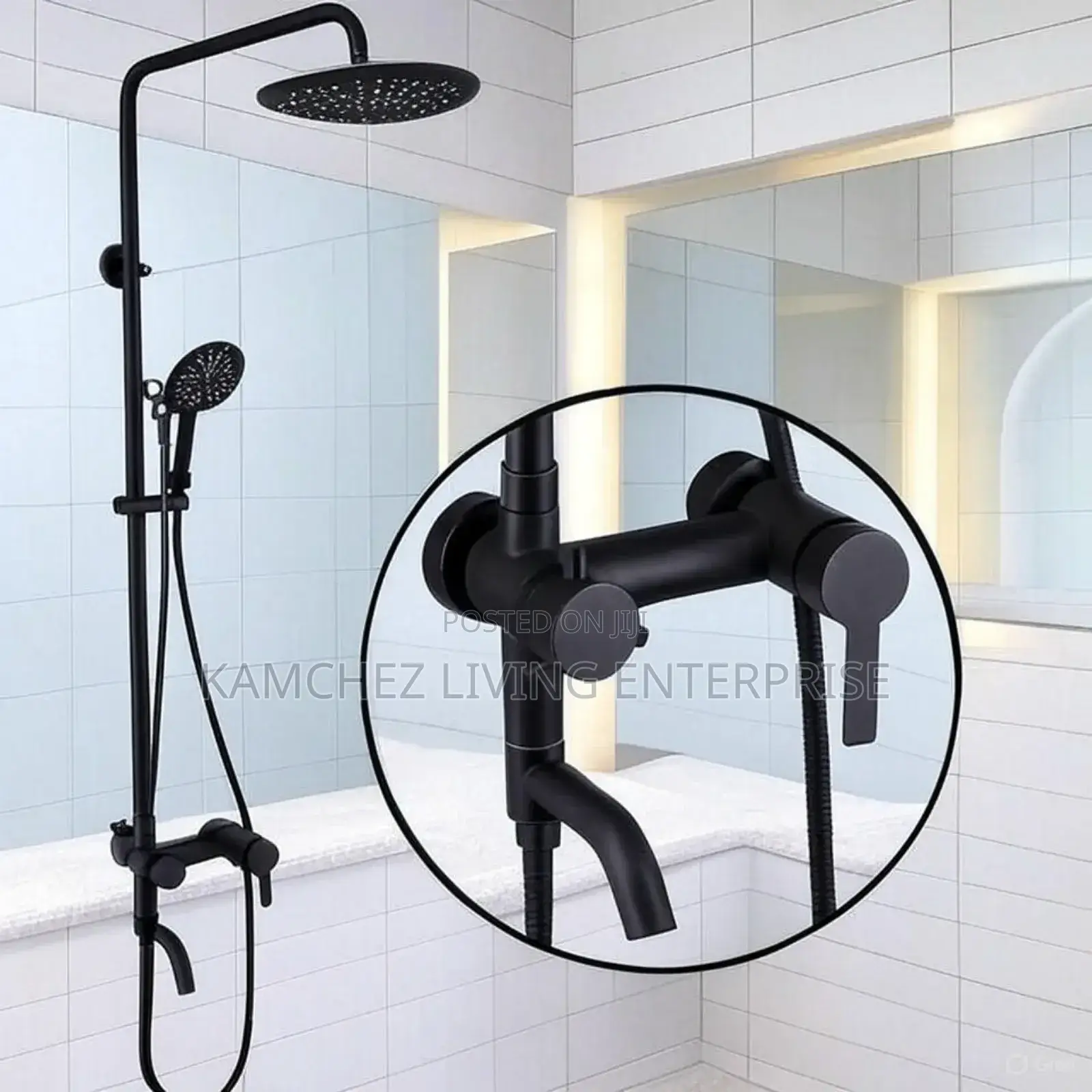 Black Standing Shower With Mixer Tap – Leakproof Design