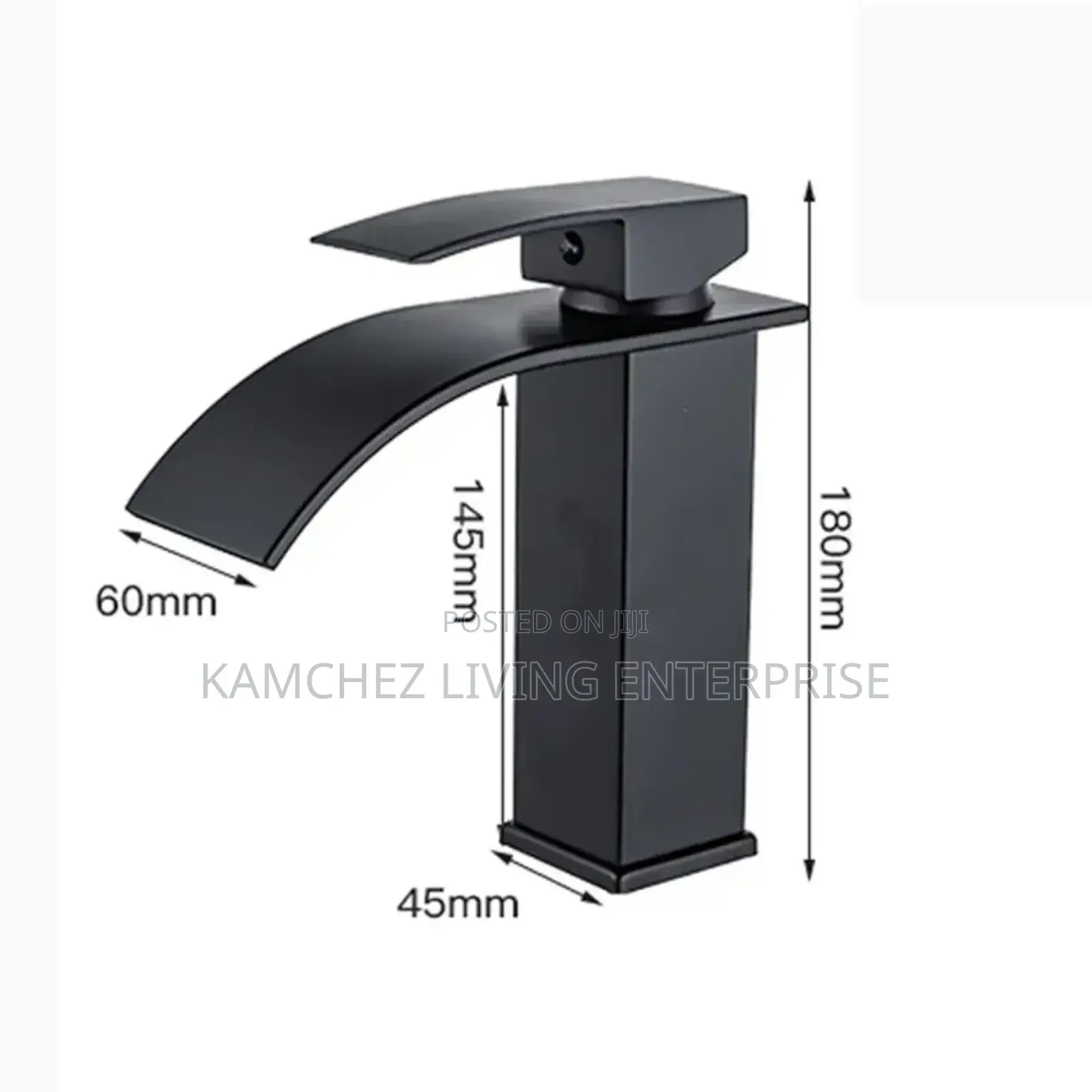 Black Waterfall Basin Mixer Tap – Hot Cold Control