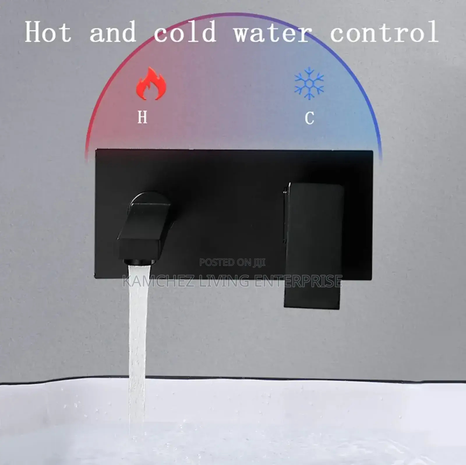 Wall Mounted Black Brass Basin Mixer Tap – Hot Cold