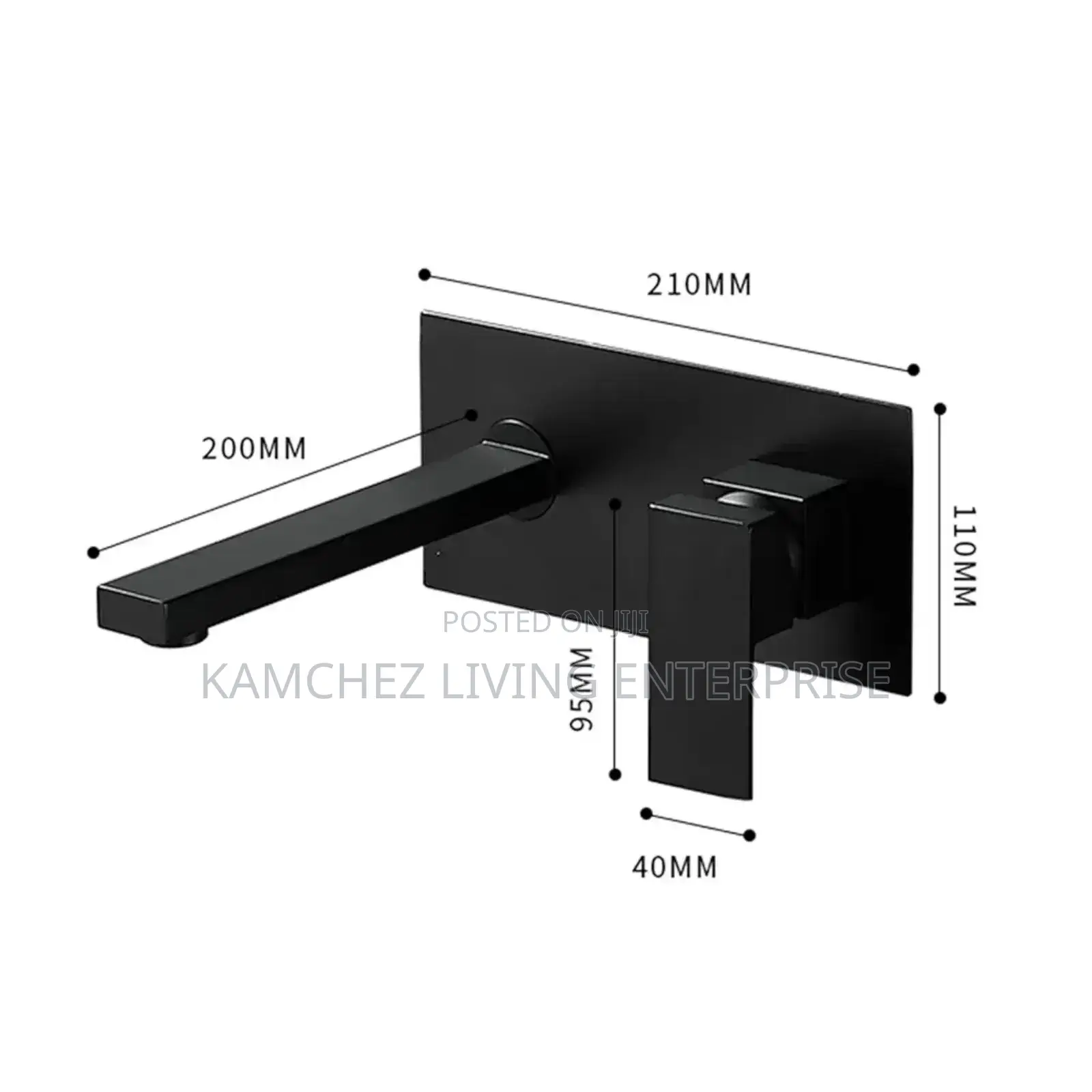 Wall Mounted Black Brass Basin Mixer Tap – Hot Cold