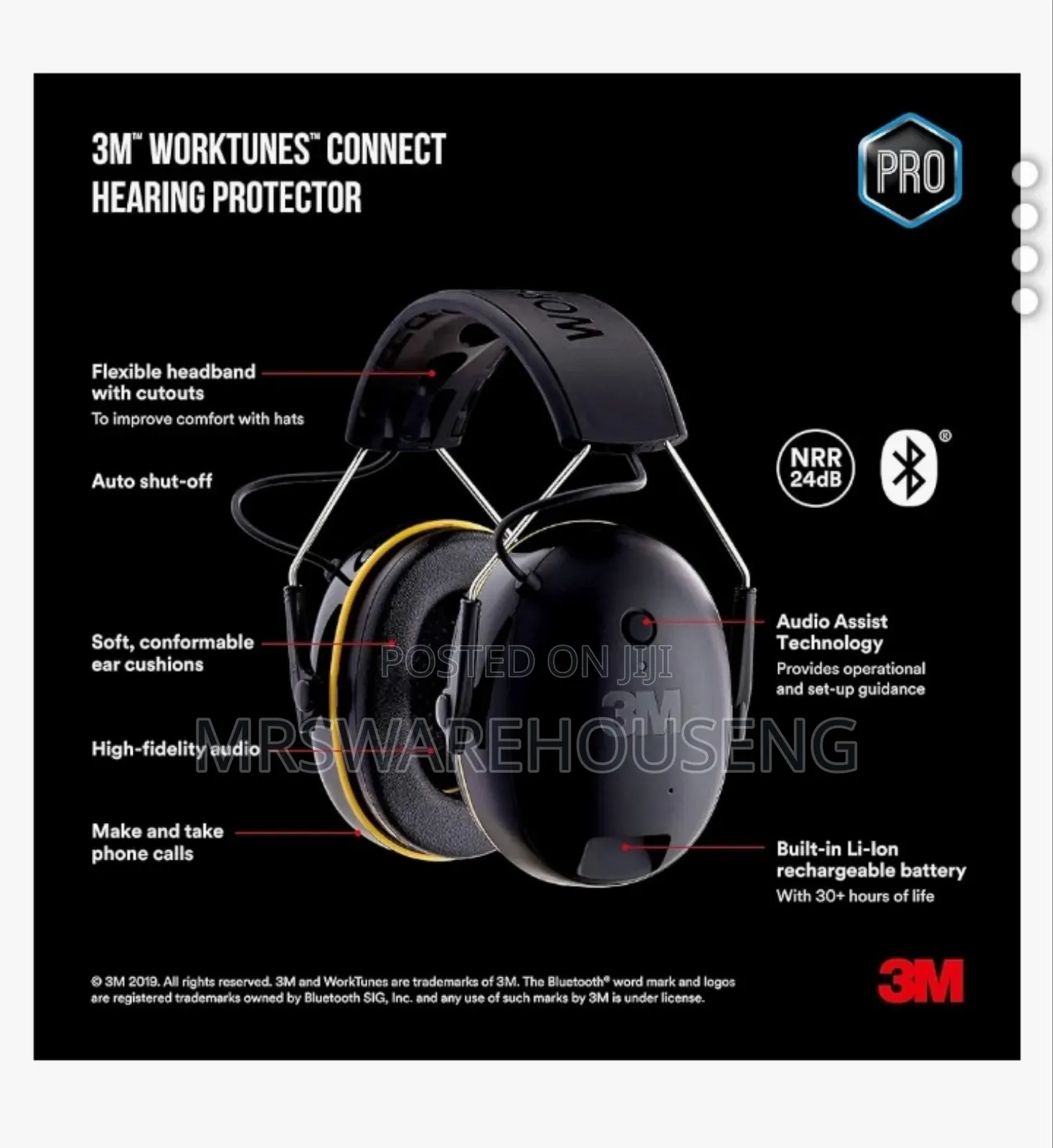 3m Worktunes NRR of 24 Db (Noise Reduction Rating