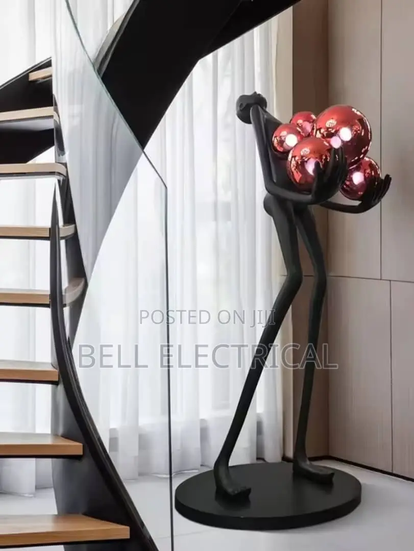 Humanoid Statue Sculpture Floor Lamp Long Arm Ball