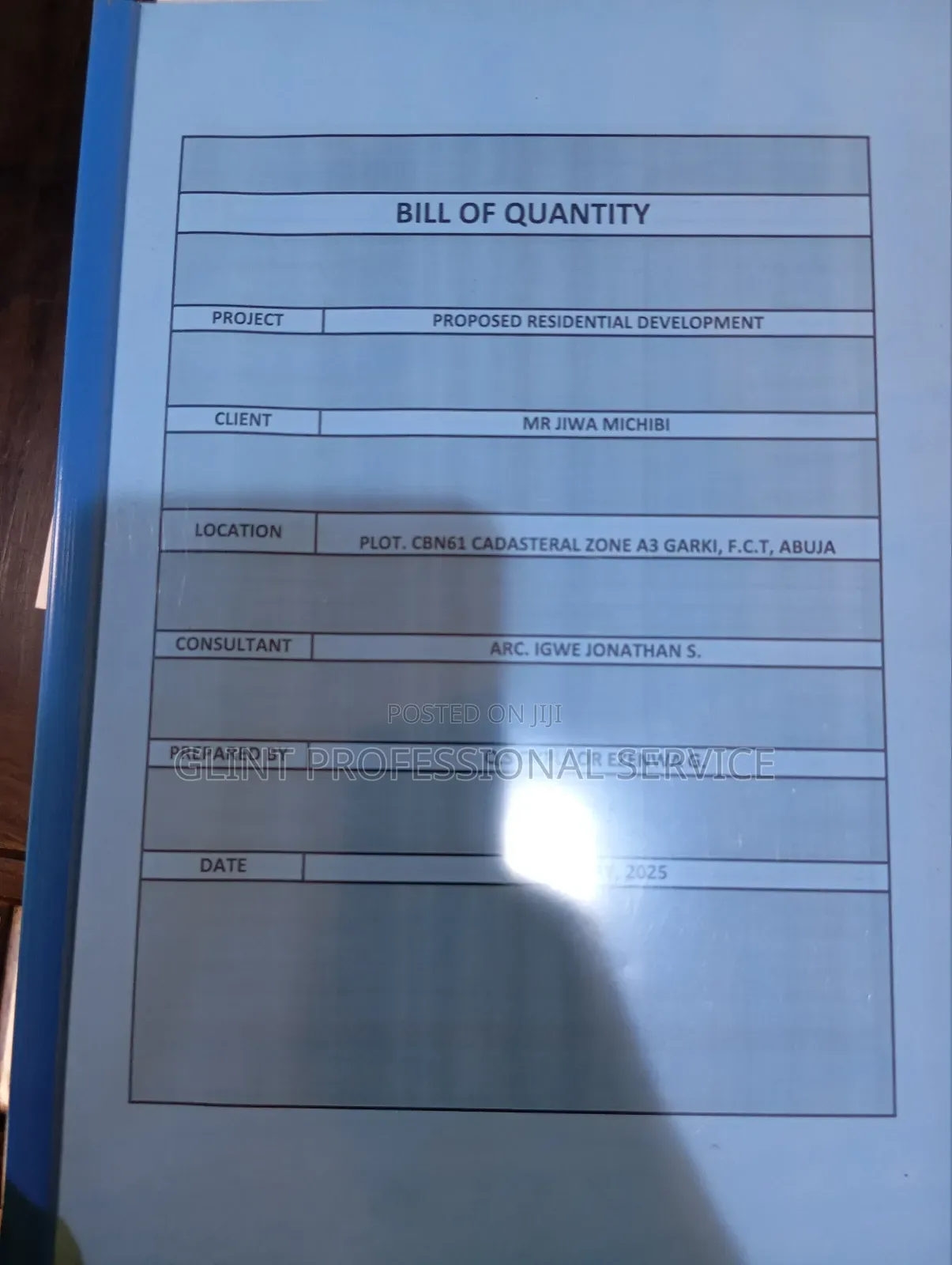 Bill of Quantity and Material Schedule