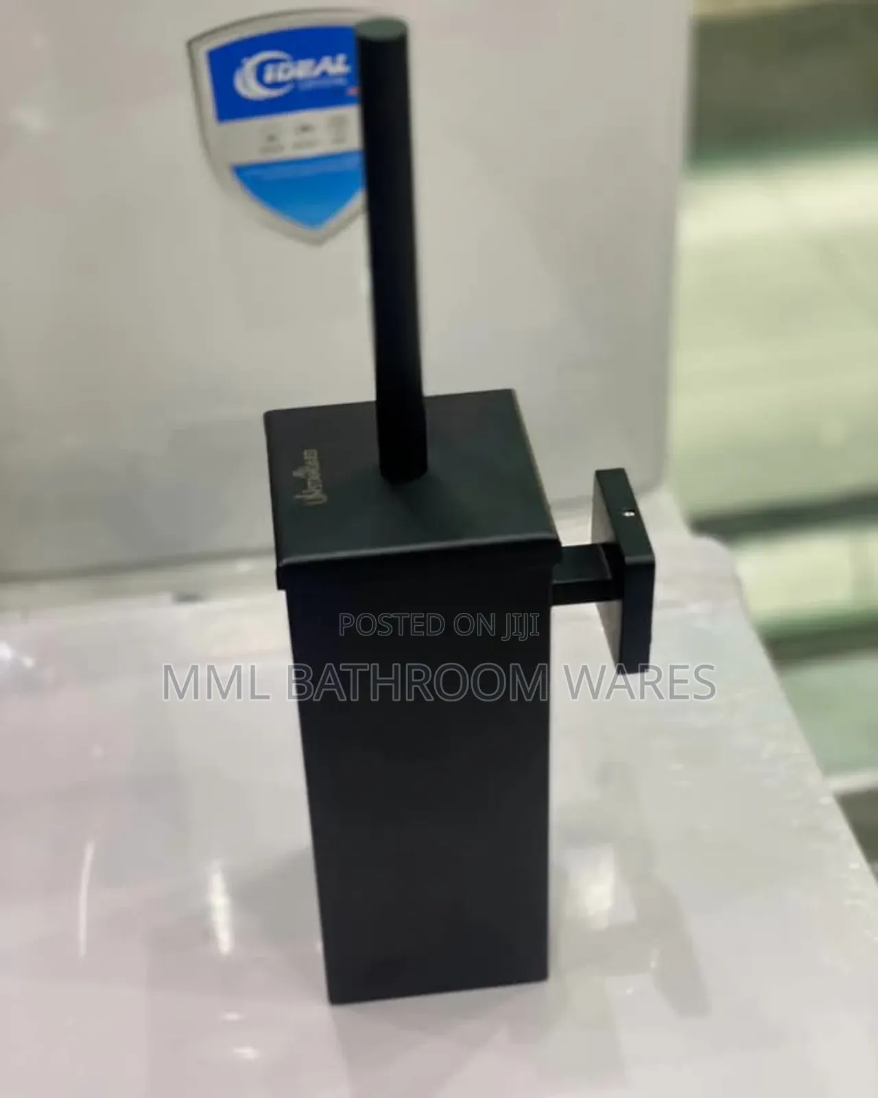 304 Stainless Steel Square Matte Black Toilet Brush Set