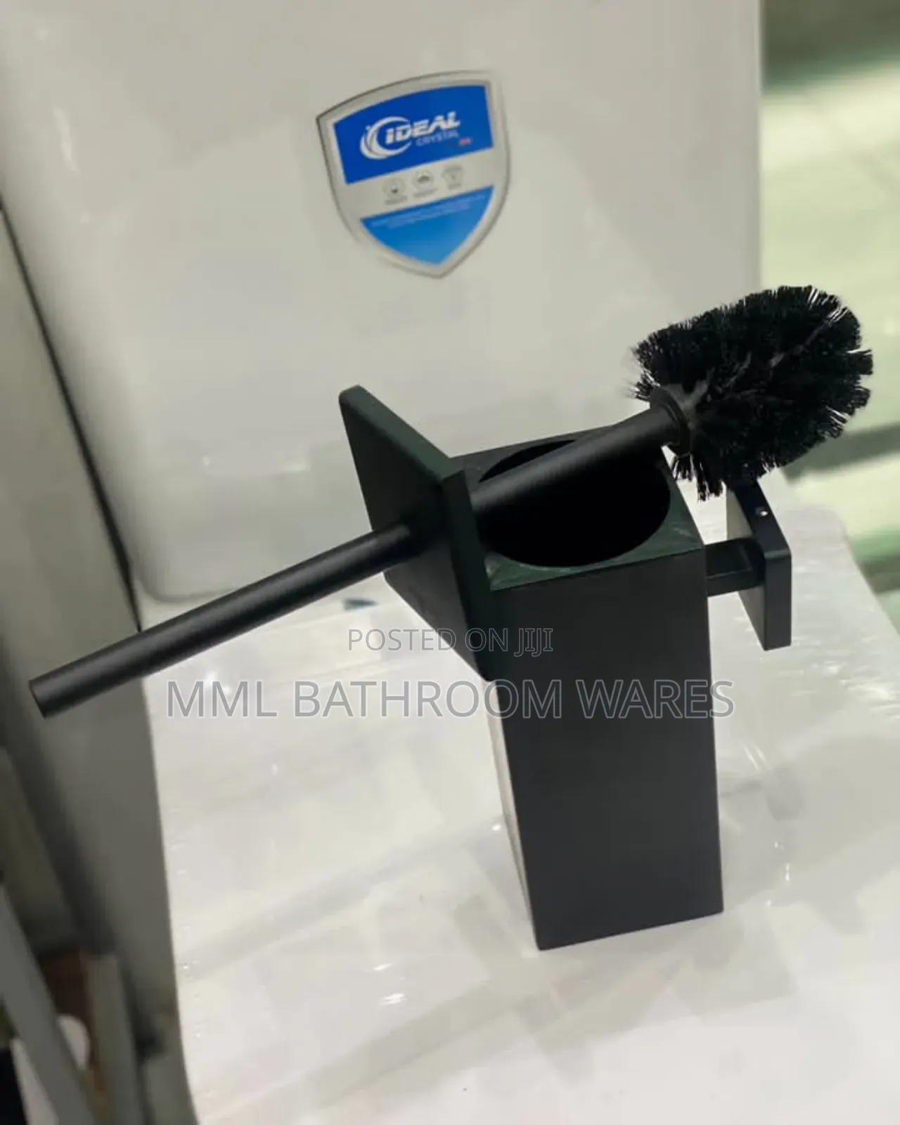 304 Stainless Steel Square Matte Black Toilet Brush Set