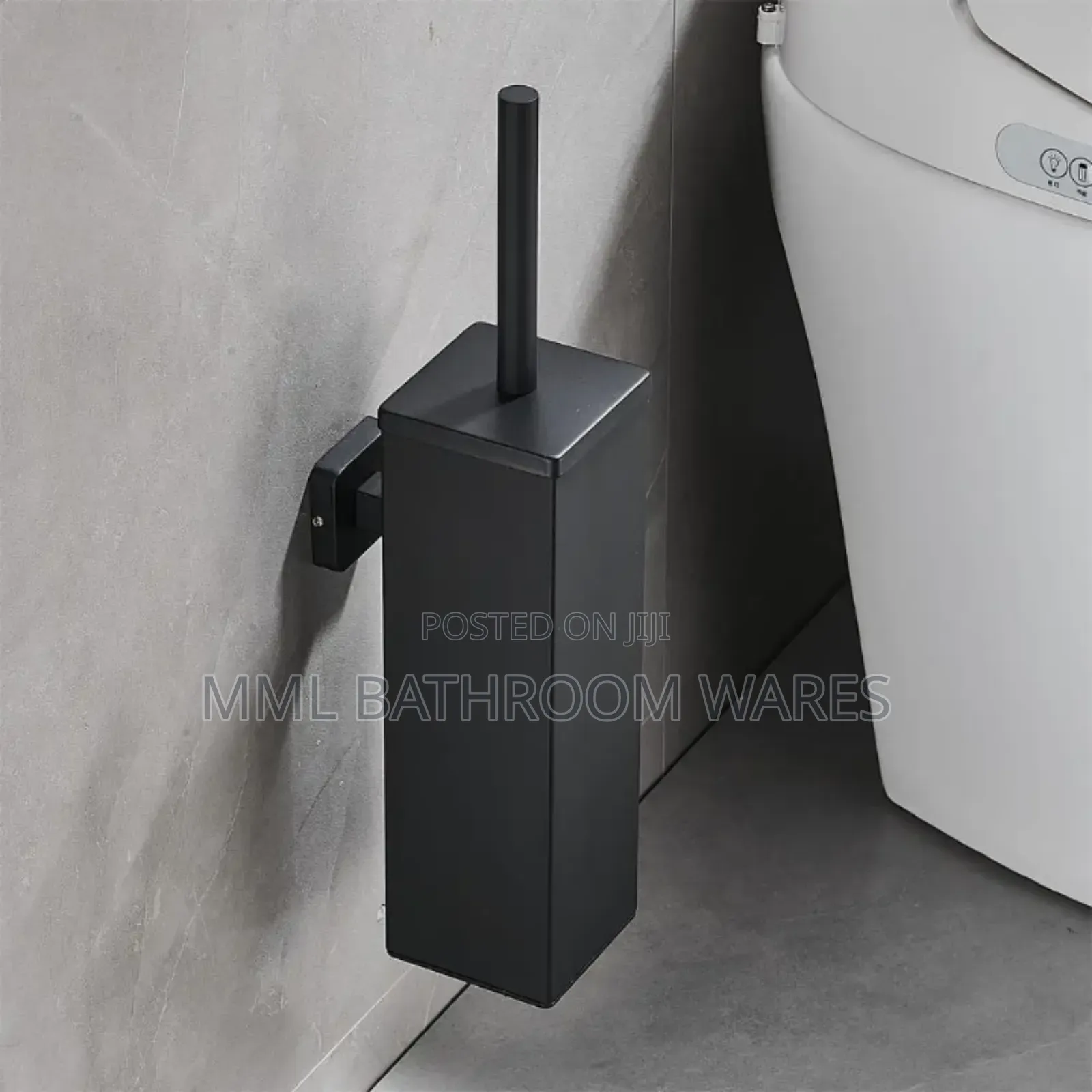 304 Stainless Steel Square Matte Black Toilet Brush Set