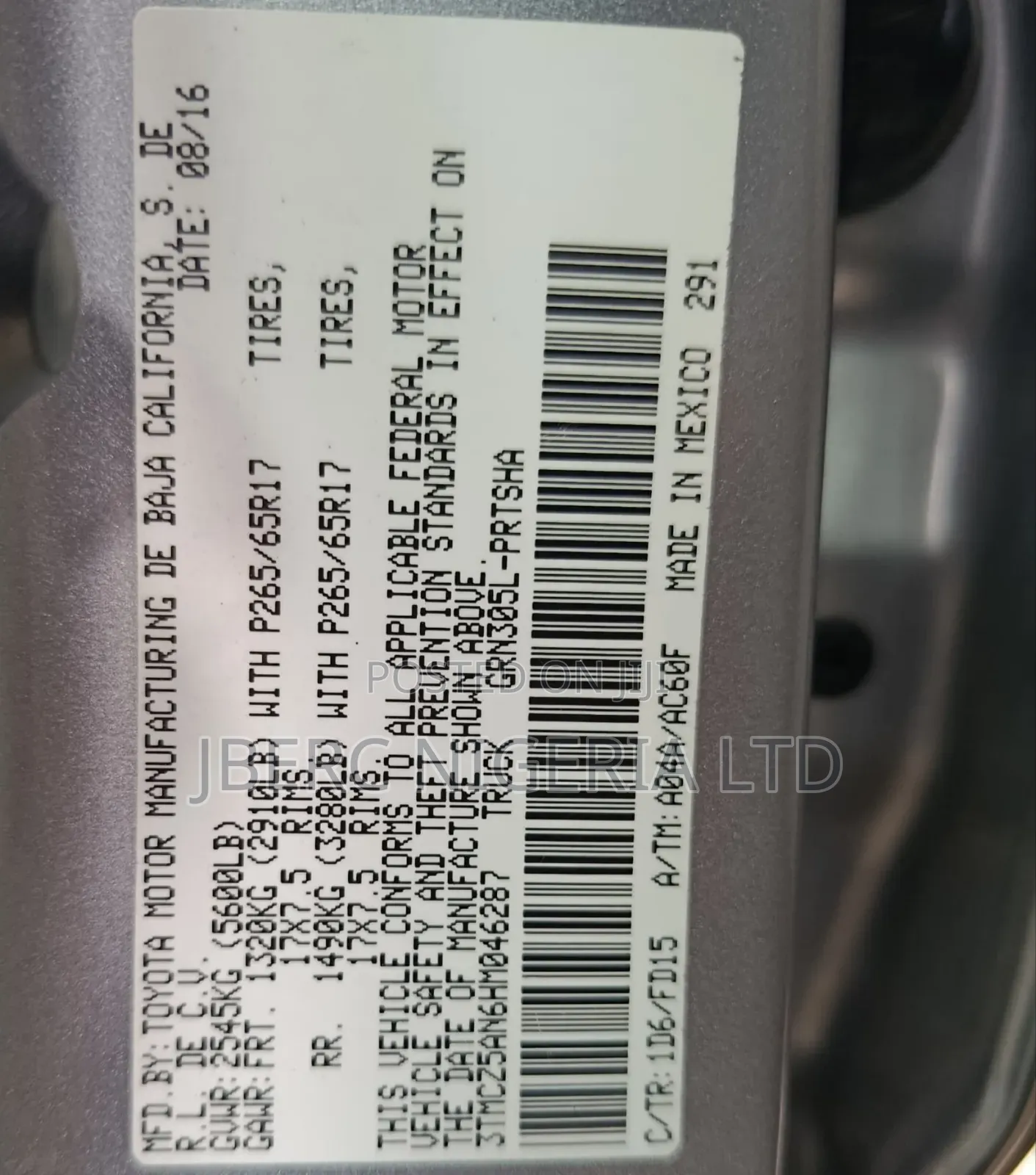 Toyota Tacoma TRD Sport 2017 Gray
