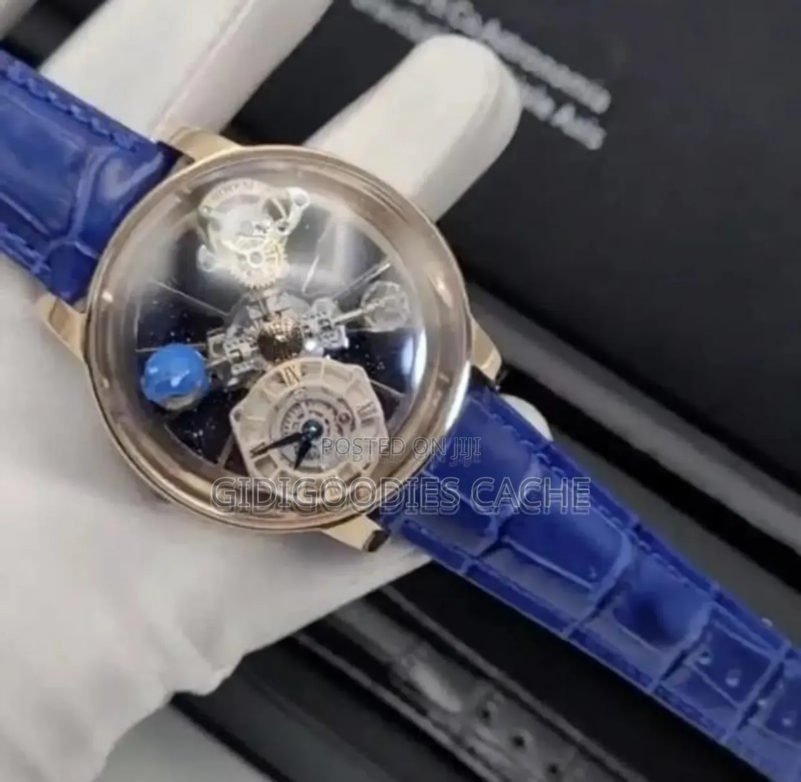 Jacob Co Double Strap Leather Turning Watch