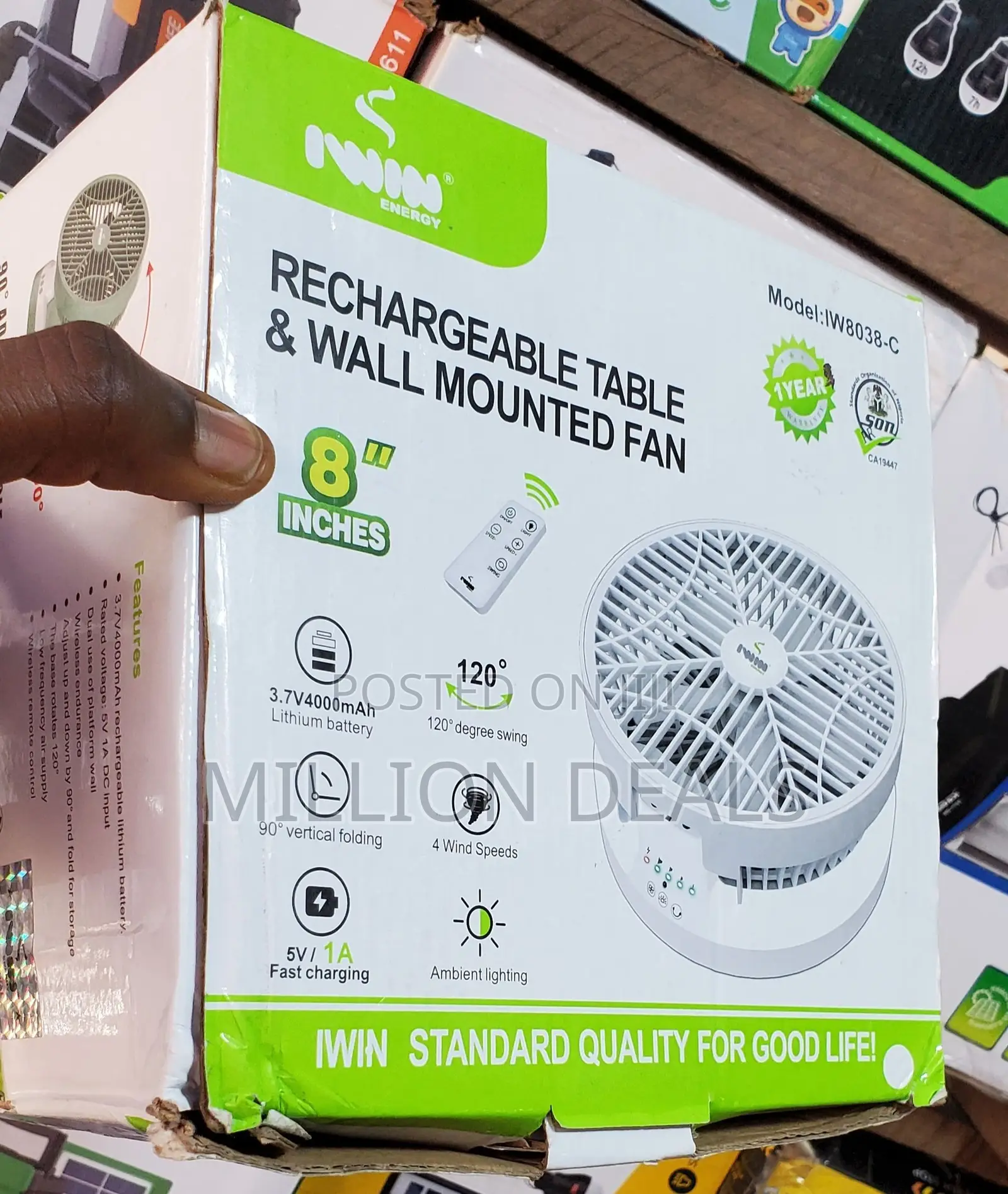 Rechargeable Table N Wall Mounted Portable Fan