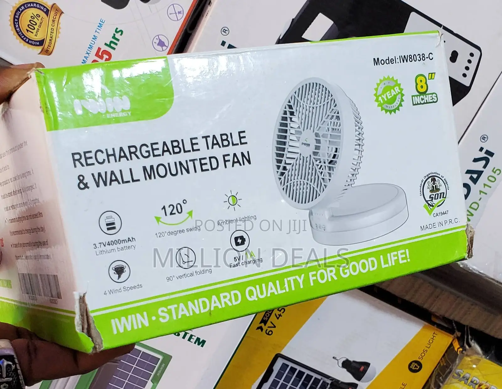 Rechargeable Table N Wall Mounted Portable Fan