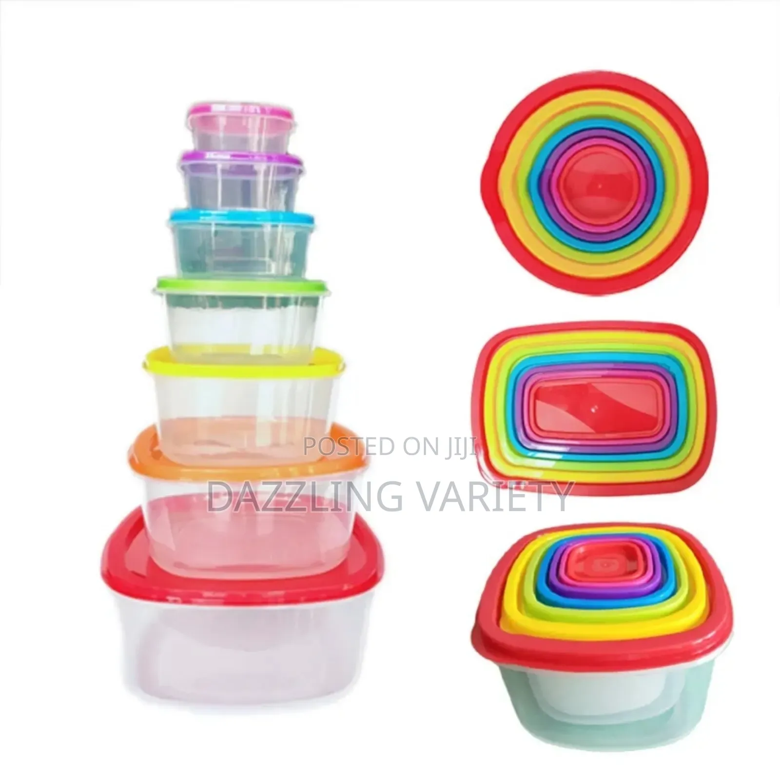 7 in 1 Rainbow Refrigerator Crisper Bowl Set