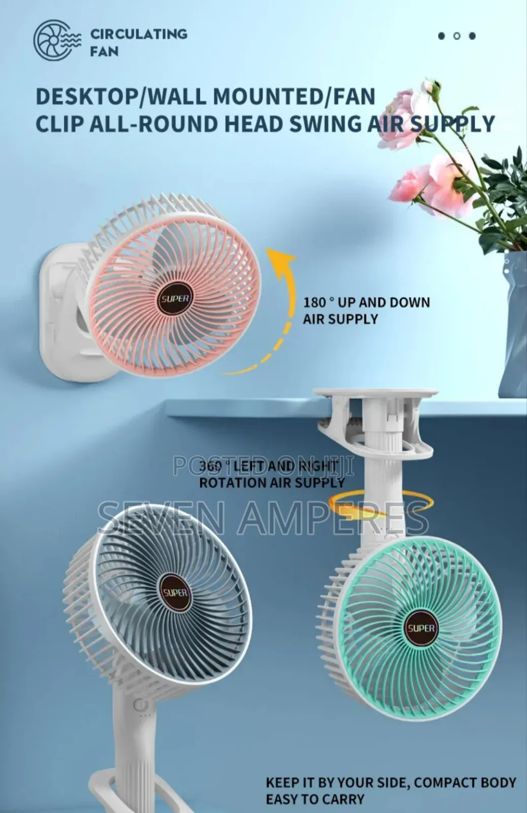 Handheld Wall Mount Clip Cooling Fan